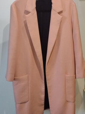 Zara Women's Blush Pink Over Coat (Size Large)